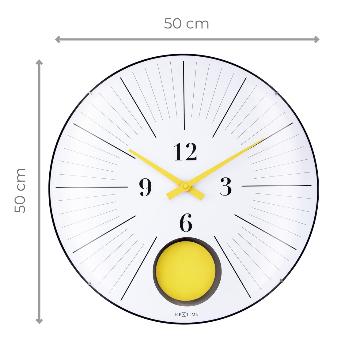 Large Wall Clock 50cm Domed Glass Lens-Silent-Pendulum-NeXtime 'Duomo 50 Pendulum' - Goat Corp