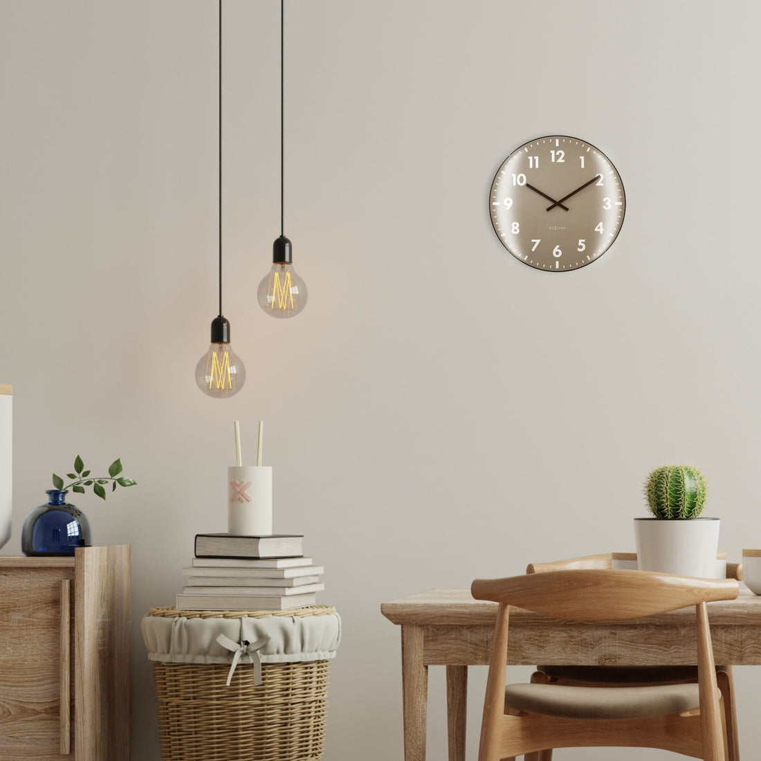 Wall Clock 35cm Domed Glass Lens-Silent-Glass-NeXtime 'Duomo' - Goat Corp