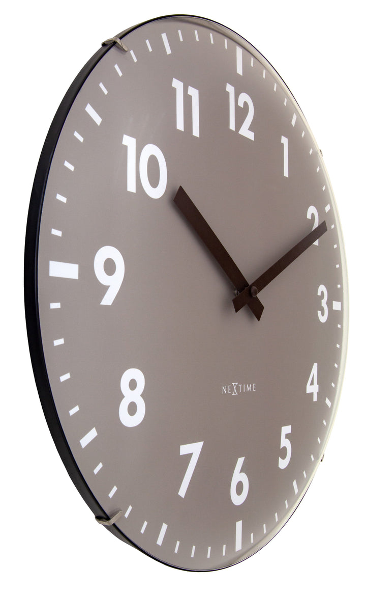 Wall Clock 35cm Domed Glass Lens-Silent-Glass-NeXtime 'Duomo' - Goat Corp