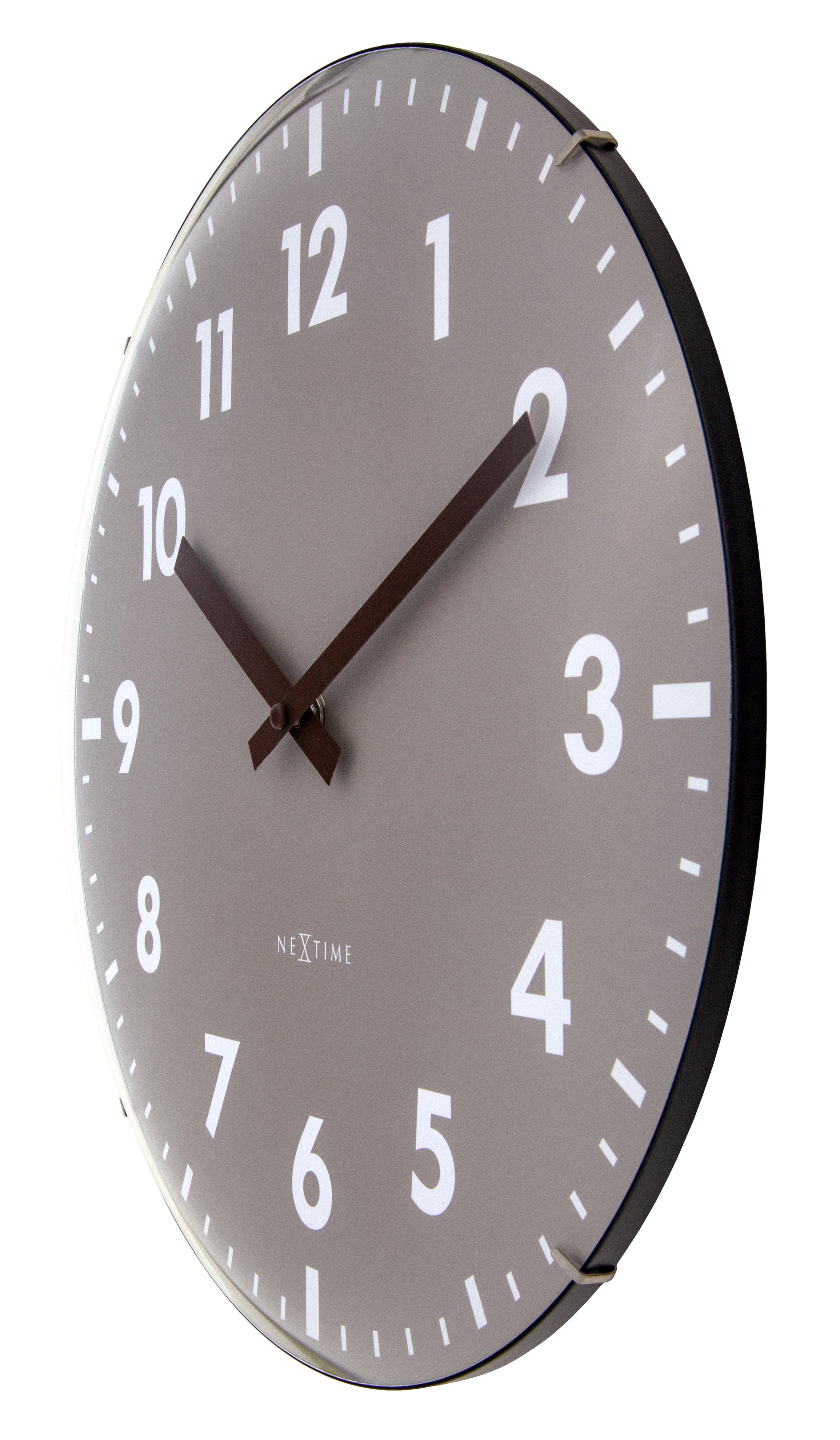 Wall Clock 35cm Domed Glass Lens-Silent-Glass-NeXtime 'Duomo' - Goat Corp