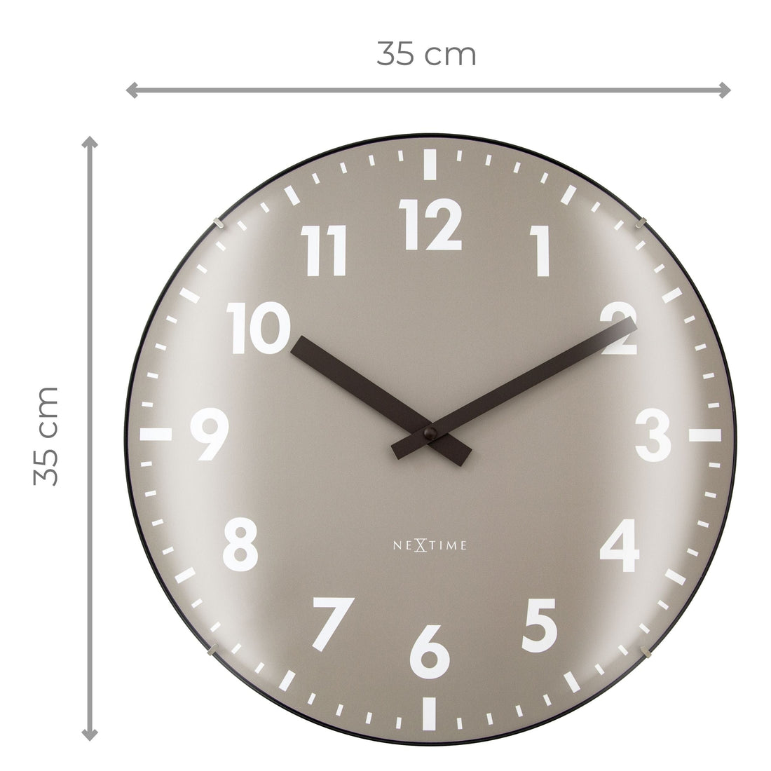 Wall Clock 35cm Domed Glass Lens-Silent-Glass-NeXtime 'Duomo' - Goat Corp
