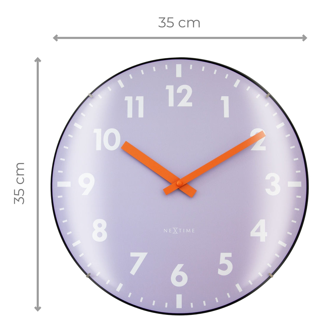 Wall Clock 35cm Domed Glass Lens-Silent-Glass-NeXtime 'Duomo' - Goat Corp