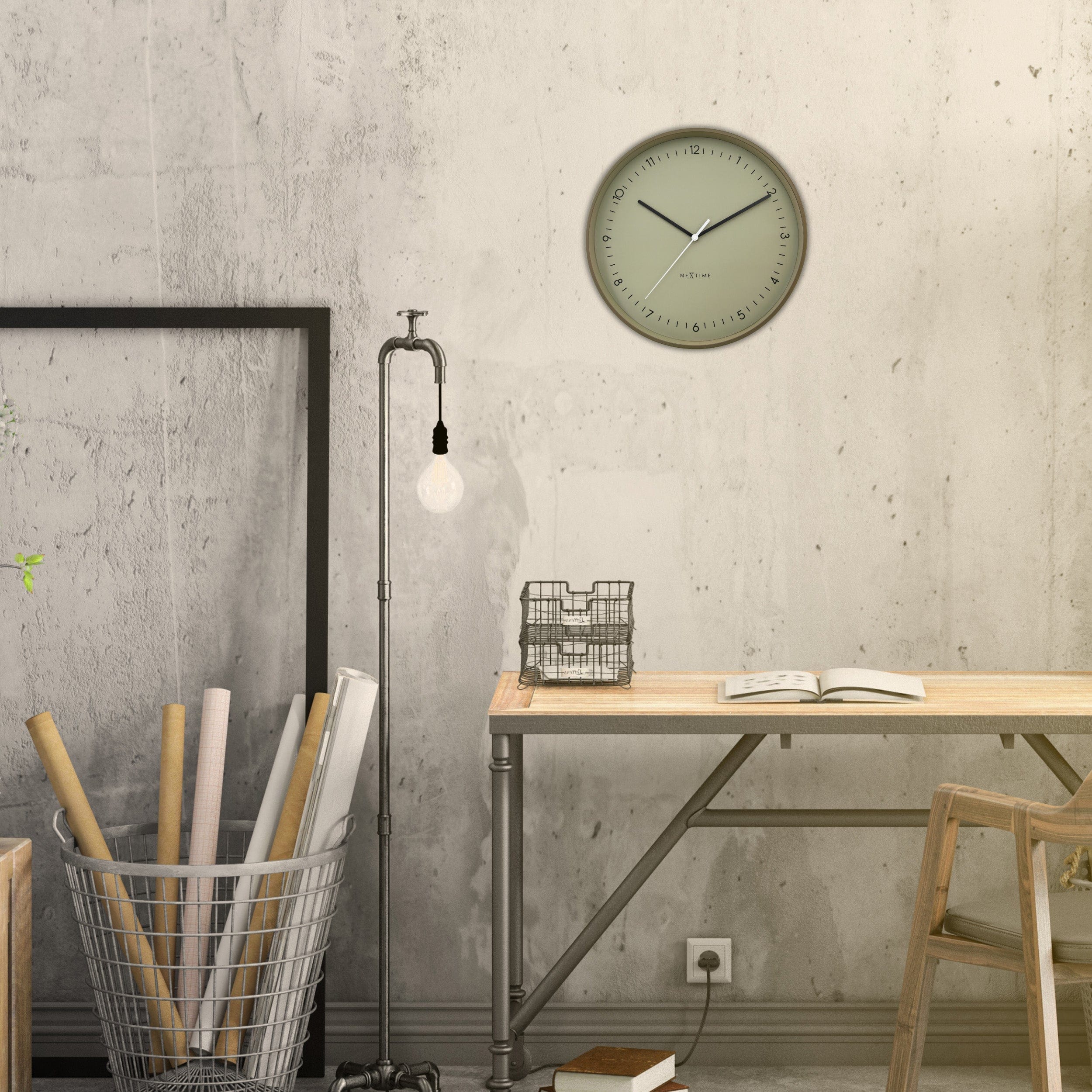 Wall clock 40cm-Silent-Metal-NeXtime 'Berlin L' - Goat Corp