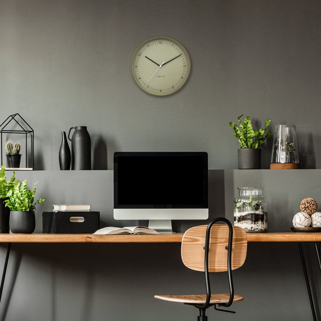 Wall clock 40cm-Silent-Metal-NeXtime 'Berlin L' - Goat Corp