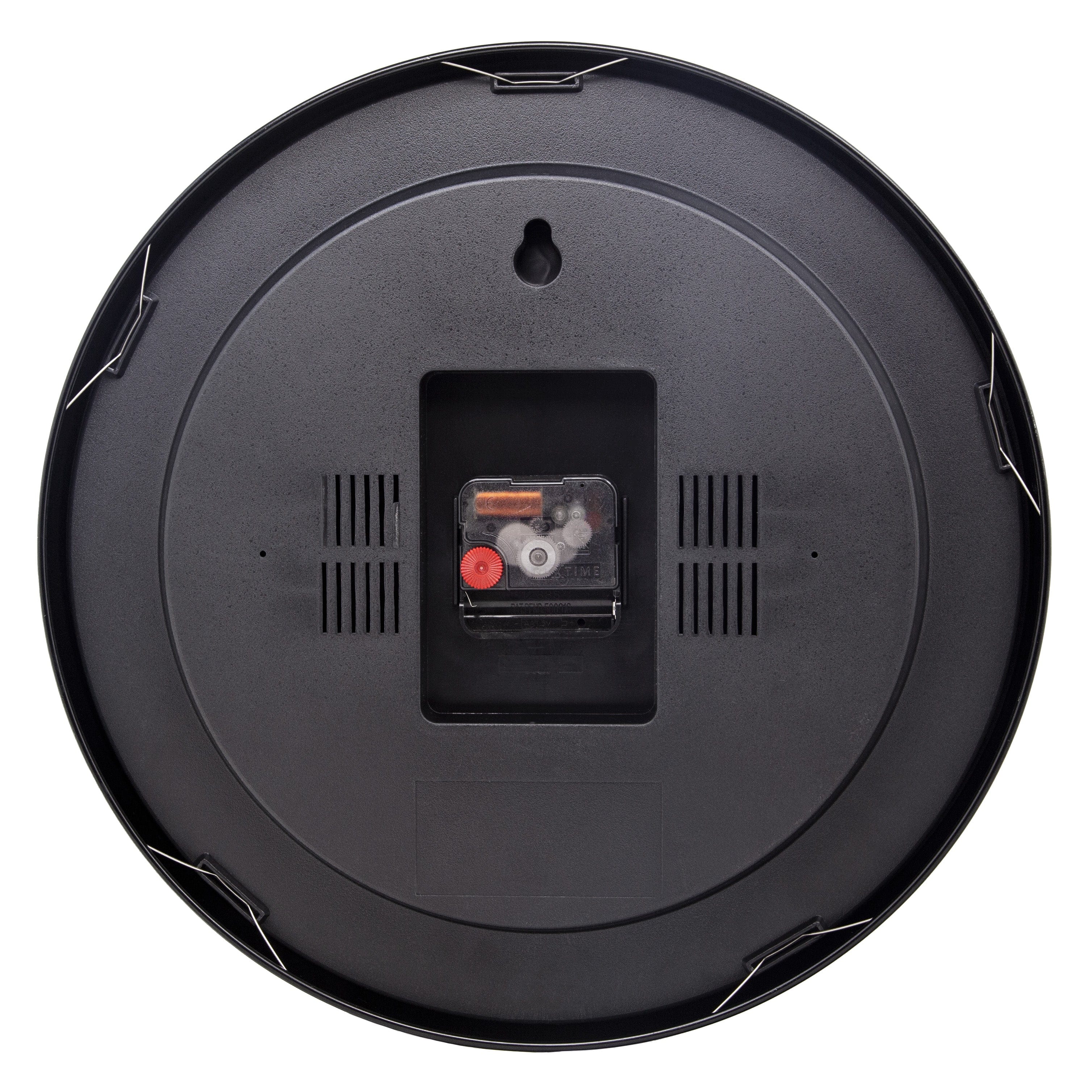 Wall Clock 35cm-Silent-Black-Anodized Aluminium-NeXtime 'Station All Black' - Goat Corp