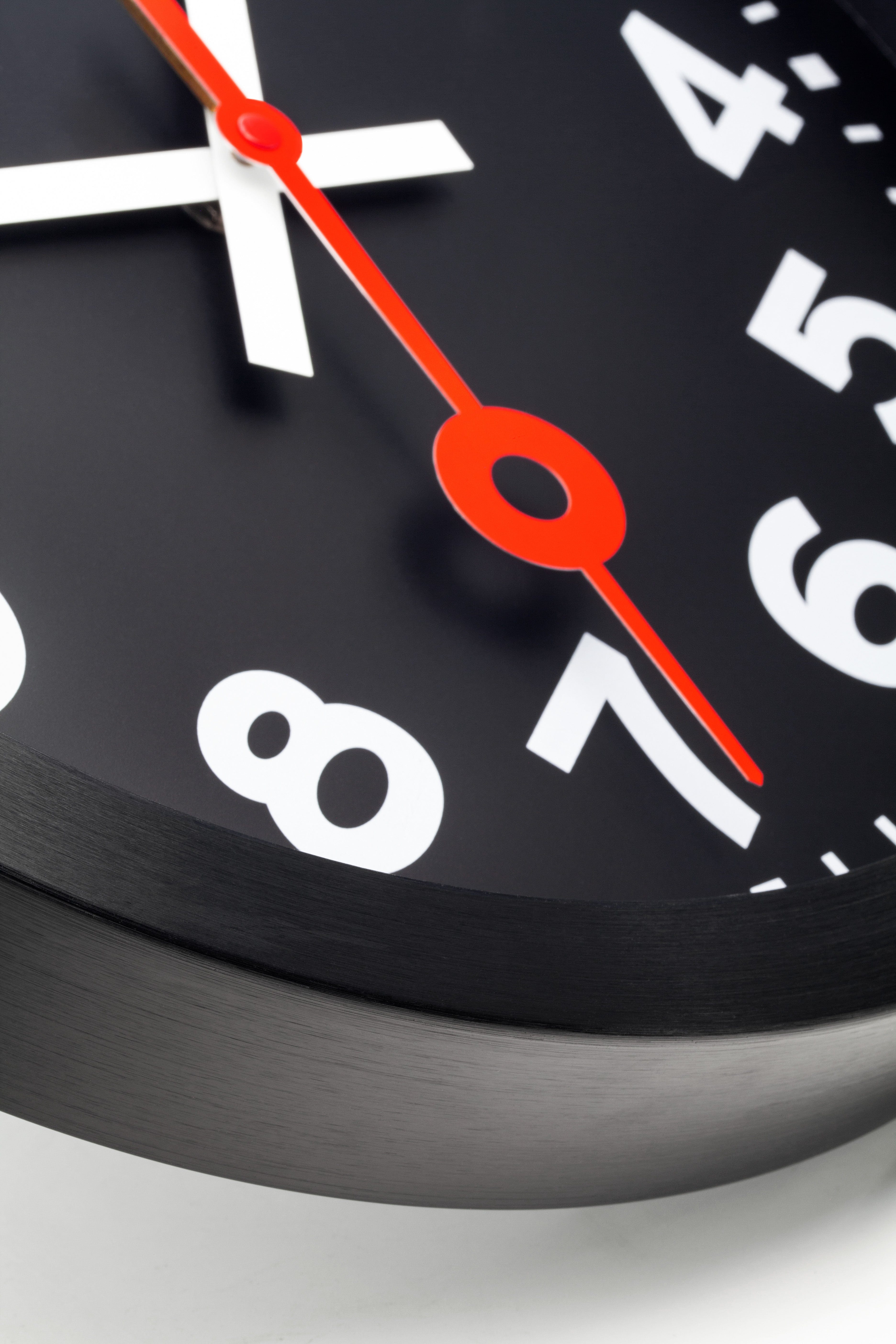 Wall Clock 35cm-Silent-Black-Anodized Aluminium-NeXtime 'Station All Black' - Goat Corp