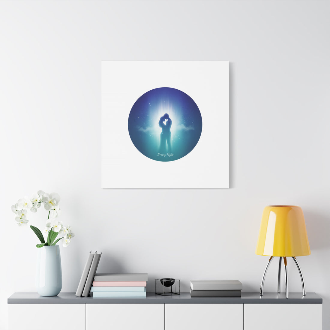 Dreamy Nightscape Canvas | Afterlight Atmospheric Print, Luminous Night Bloom