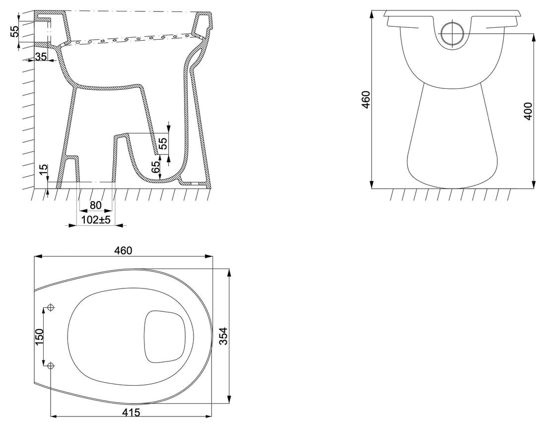 Wiesbaden verhoogde toiletpot wit (zit niet inbegrepen)