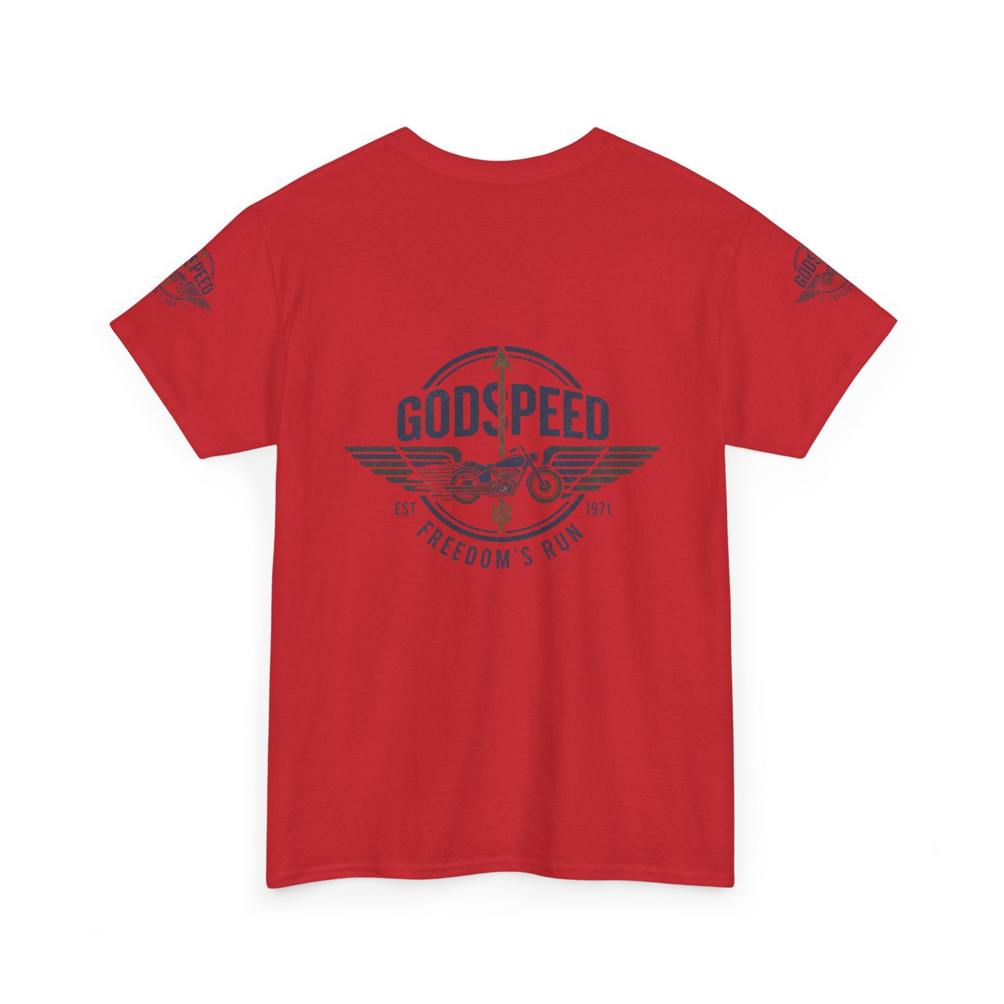 Godspeed Freedom Run Unisex Heavy Cotton Tee, Classic Graphic T-Shirt, Casual Wear, Gift for Runners, Vintage Style Apparel