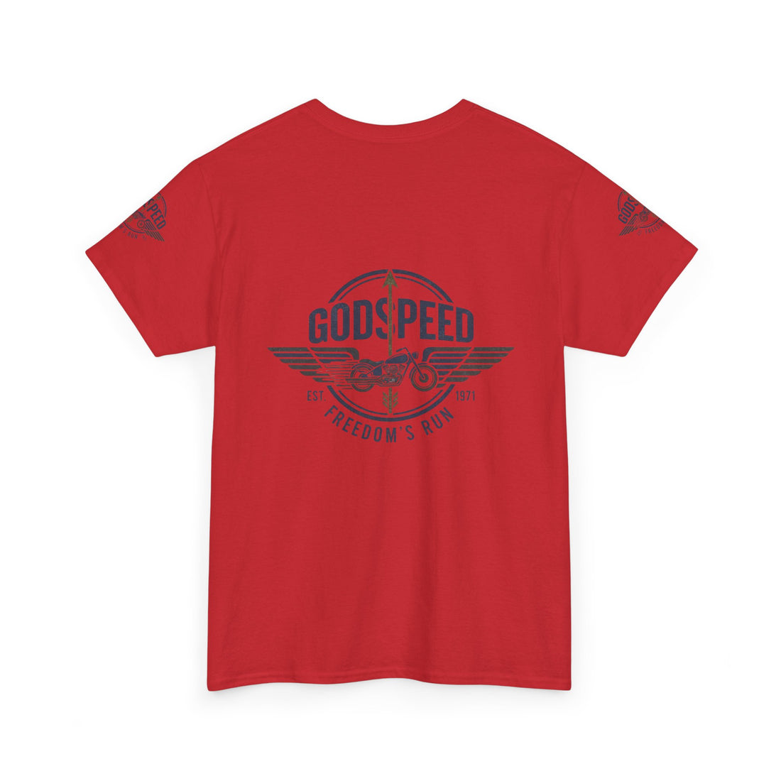 Godspeed Freedom Run Unisex Heavy Cotton Tee, Classic Graphic T-Shirt, Casual Wear, Gift for Runners, Vintage Style Apparel
