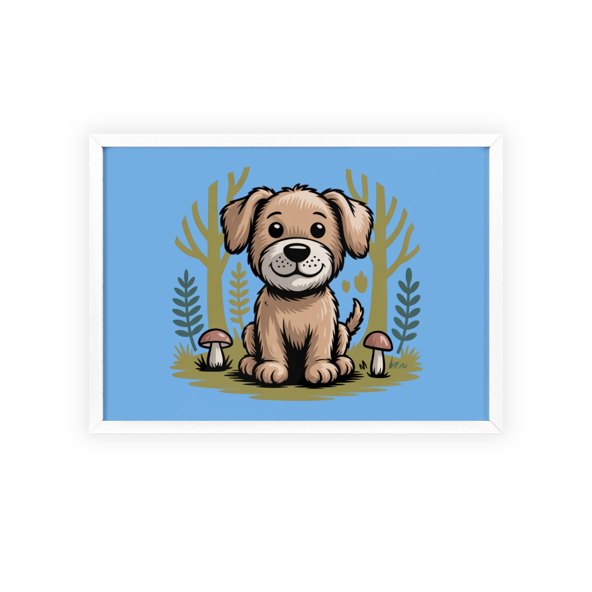 Cute Puppy Poster with Wooden Frame — Nursery Wall Art