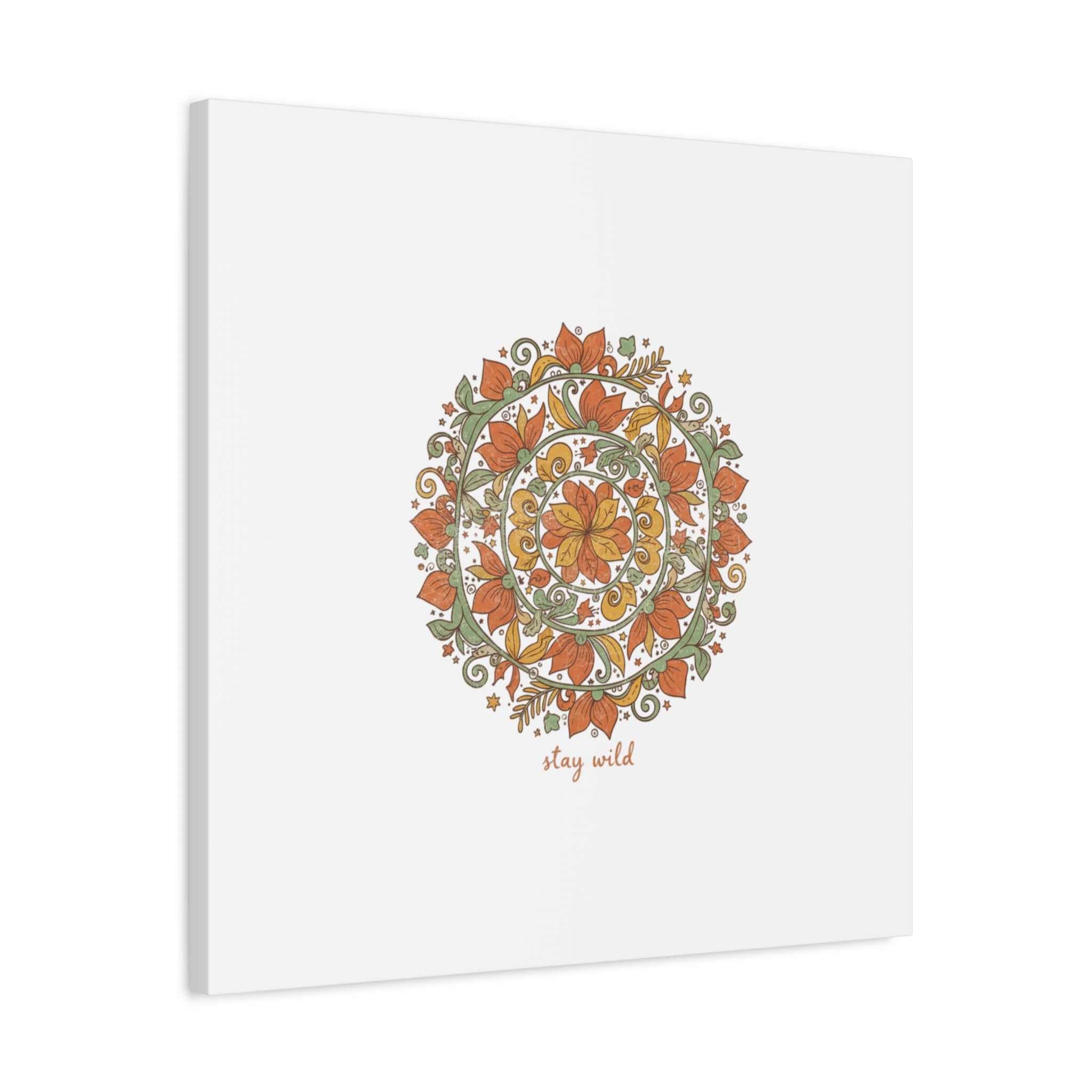 Stay Wild Mandala Canvas, Boho Paisley Wall Art | Artisanal Boho Print