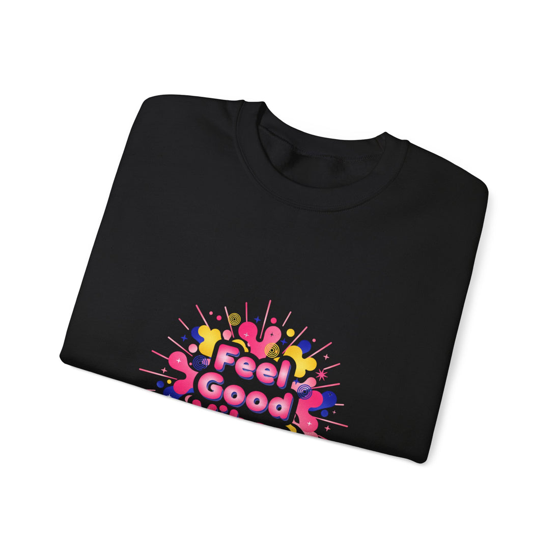 Feel Good Vibes Crewneck Sweatshirt | Dopamine Decor, Neon Gradient Squiggle Art