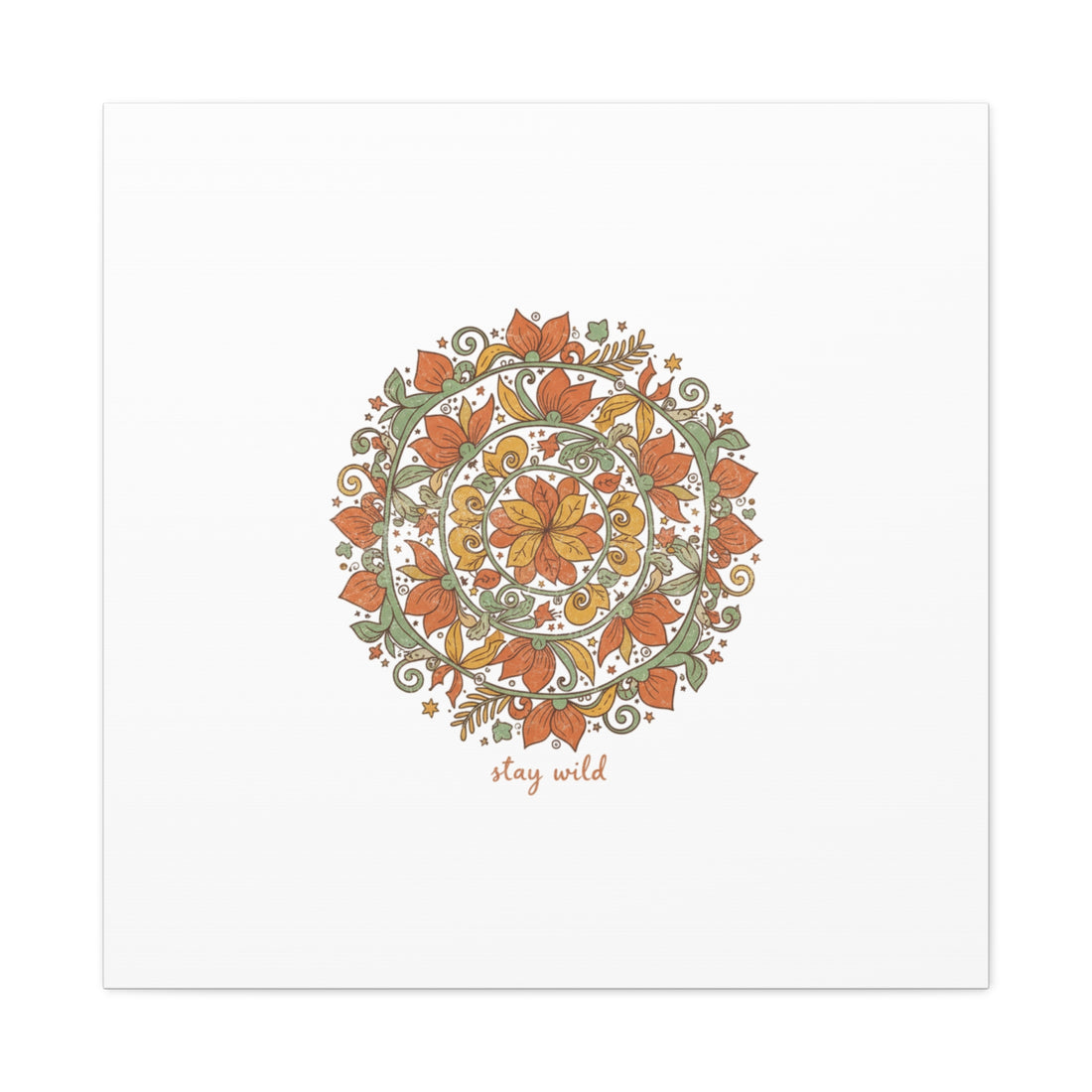 Stay Wild Mandala Canvas, Boho Paisley Wall Art | Artisanal Boho Print