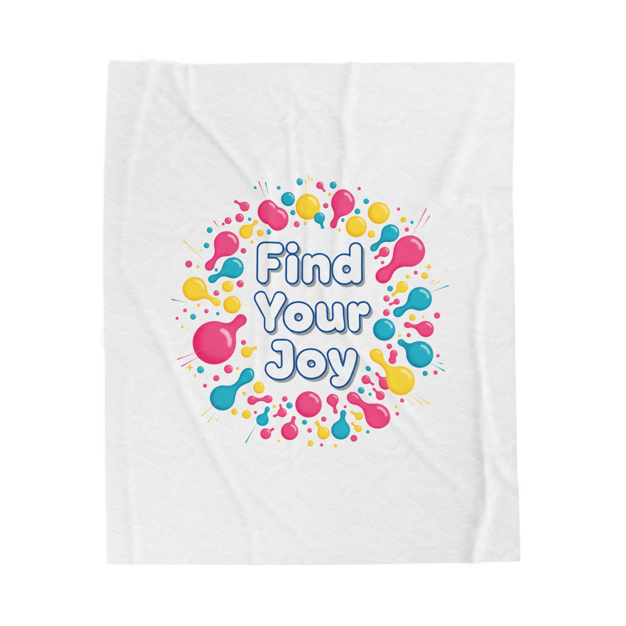 Find Your Joy Velveteen Plush Blanket | Dopamine Decor, Neon Gradient Squiggle