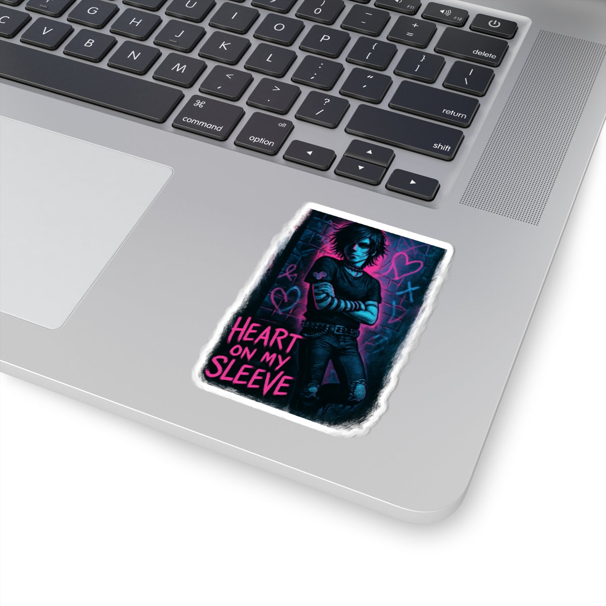 Heart On My Sleeve Sticker — Emo Goth Kiss-Cut Laptop Decal