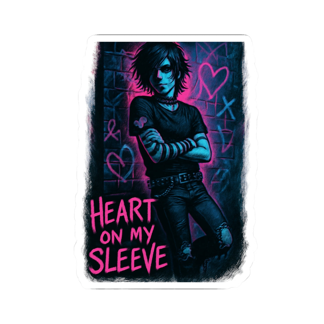 Heart On My Sleeve Sticker — Emo Goth Kiss-Cut Laptop Decal