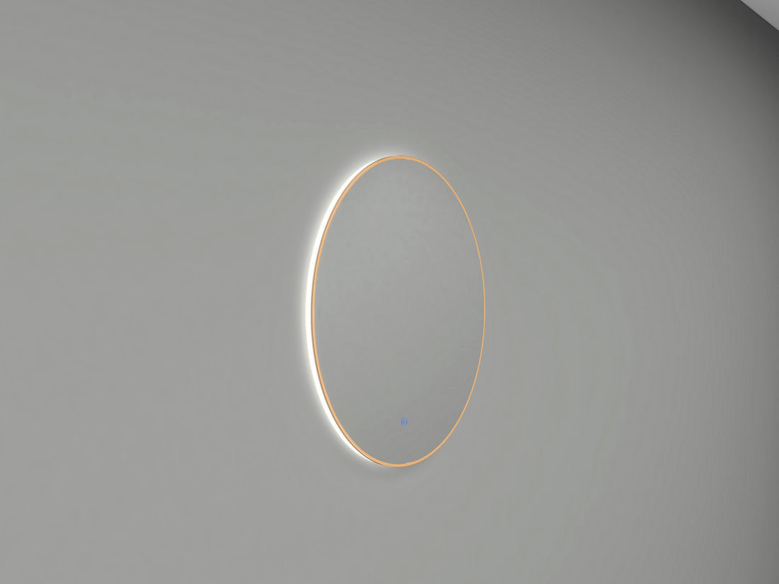 Novi ronde spiegel Wiesbaden met LED, dimbaar 60 cm in geborsteld messing