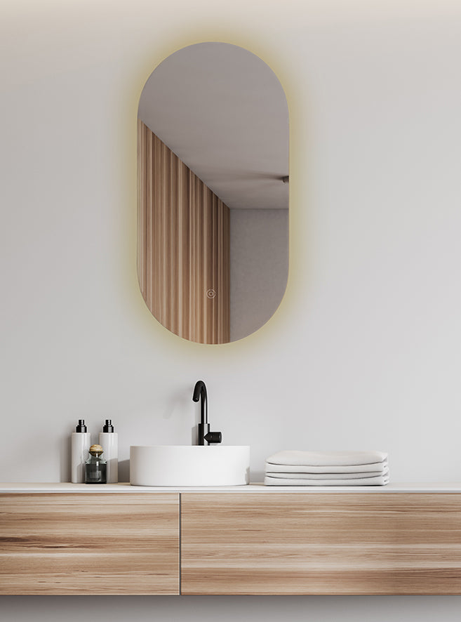 Lumia spiegel ovaal met LED, dimbaar en spiegelverwarming 50 x 100 cm