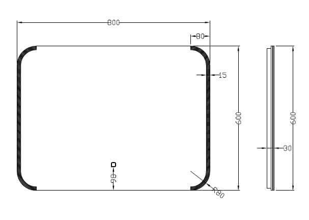 Wiesbaden Spiegel met Beugel, Dimbaar LED 60x80 cm