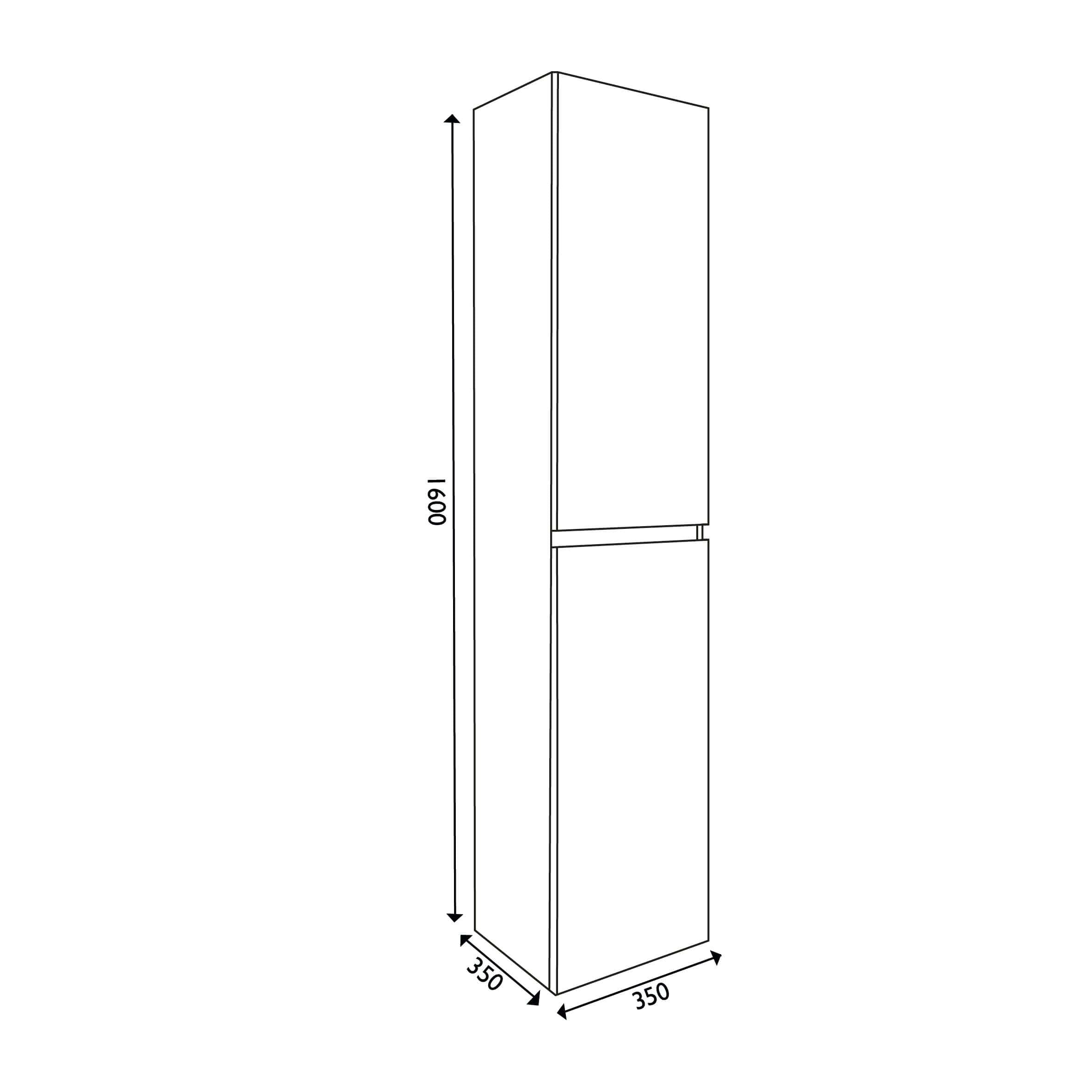 Wiesbaden Vision Hoge Kast 160x35x35 cm Hoogglans Grijs (2 Deurs)