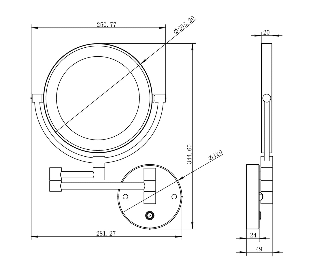 Xellanz Wandscheerspiegel Wiesbaden met LED-verlichting – 20 cm – 5x Vergroting – Mat Zwart