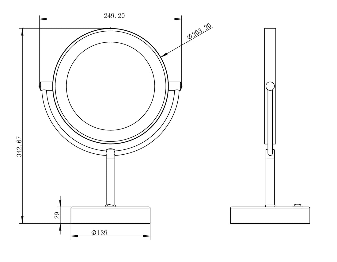 Scheerspiegel staand LED op batterijen mat zwart