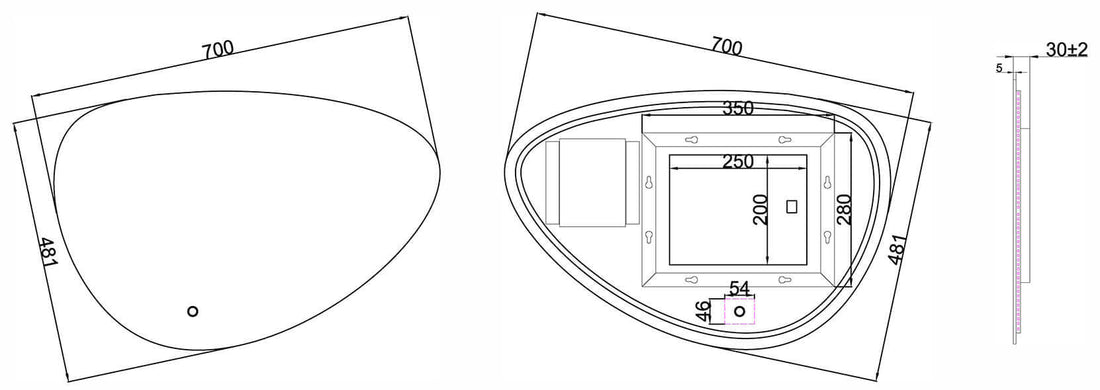 Wiesbaden Uovo Organische Spiegel 70 cm met LED en Verwarming