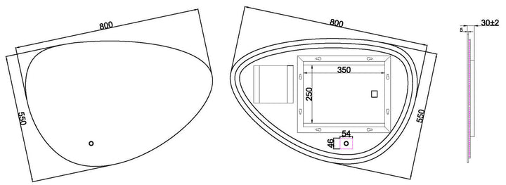 Wiesbaden Uovo Organische Spiegel 80 cm met LED en Verwarming