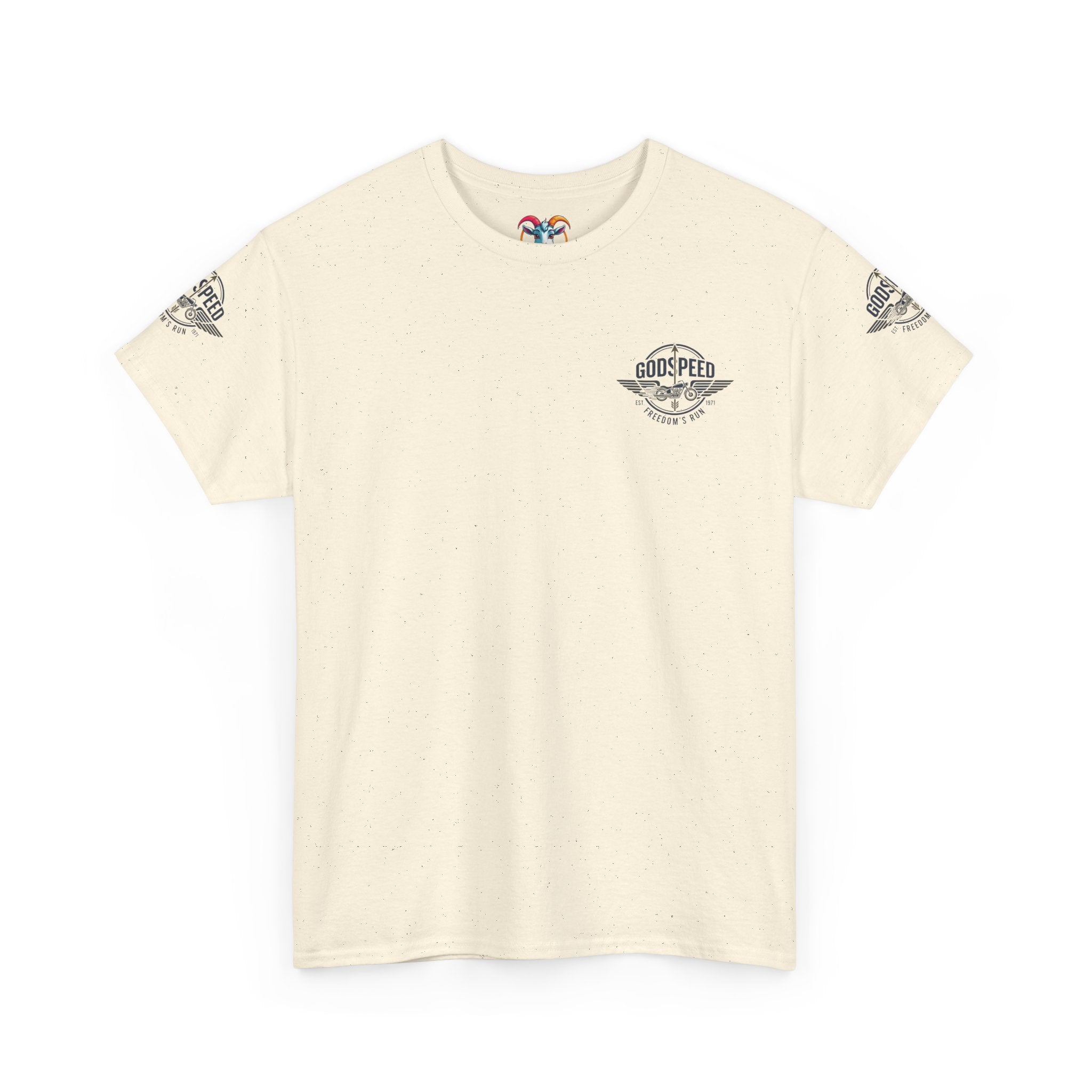 Godspeed Freedom Run Unisex Heavy Cotton Tee, Classic Graphic T-Shirt, Casual Wear, Gift for Runners, Vintage Style Apparel - Goat Corp