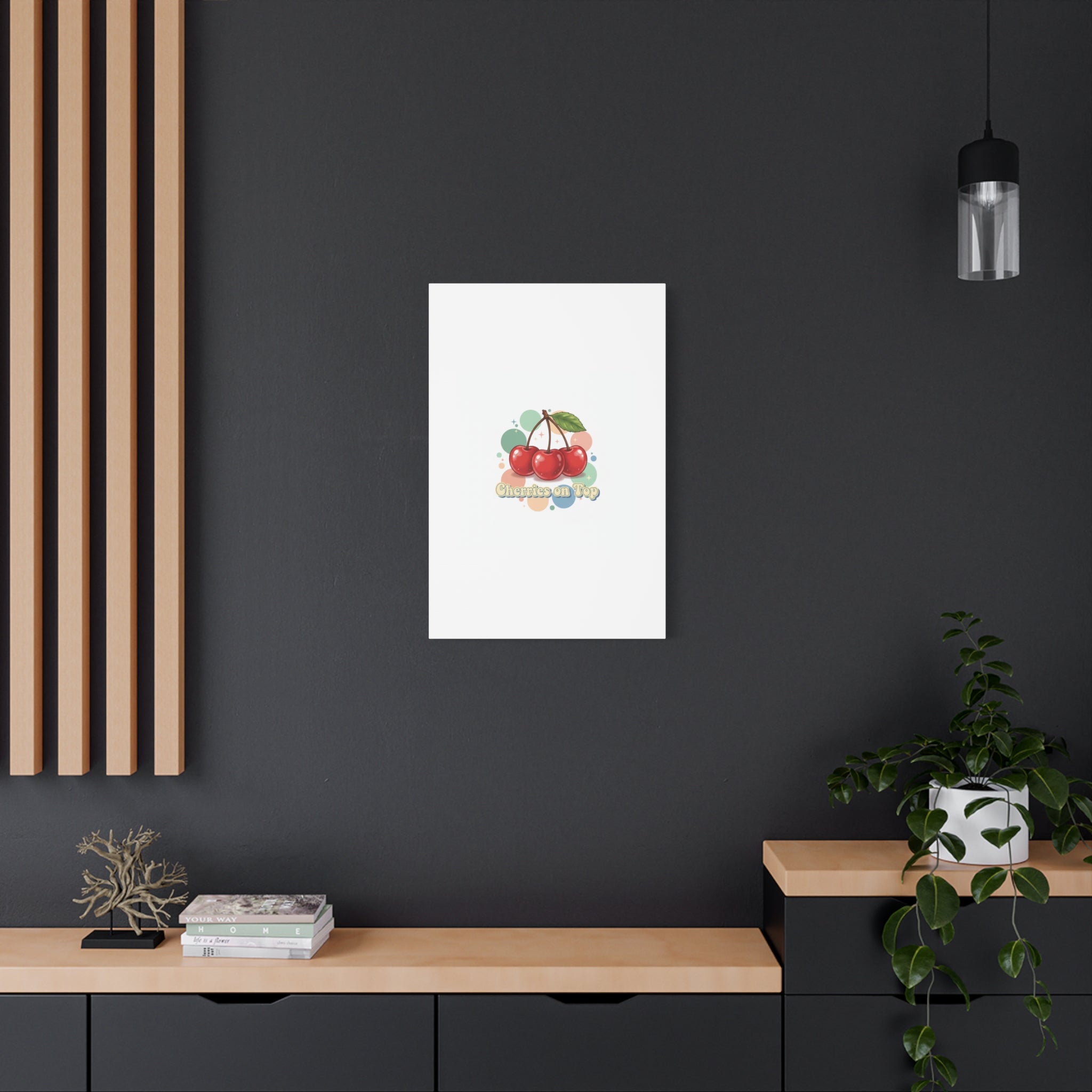 Cherries on Top Canvas | Retro Kawaii Fruit Wall Art