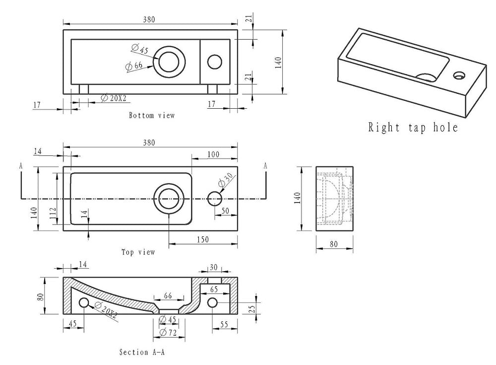 Raw fontein rechts 38x14x8 cm hardsteen gezoet