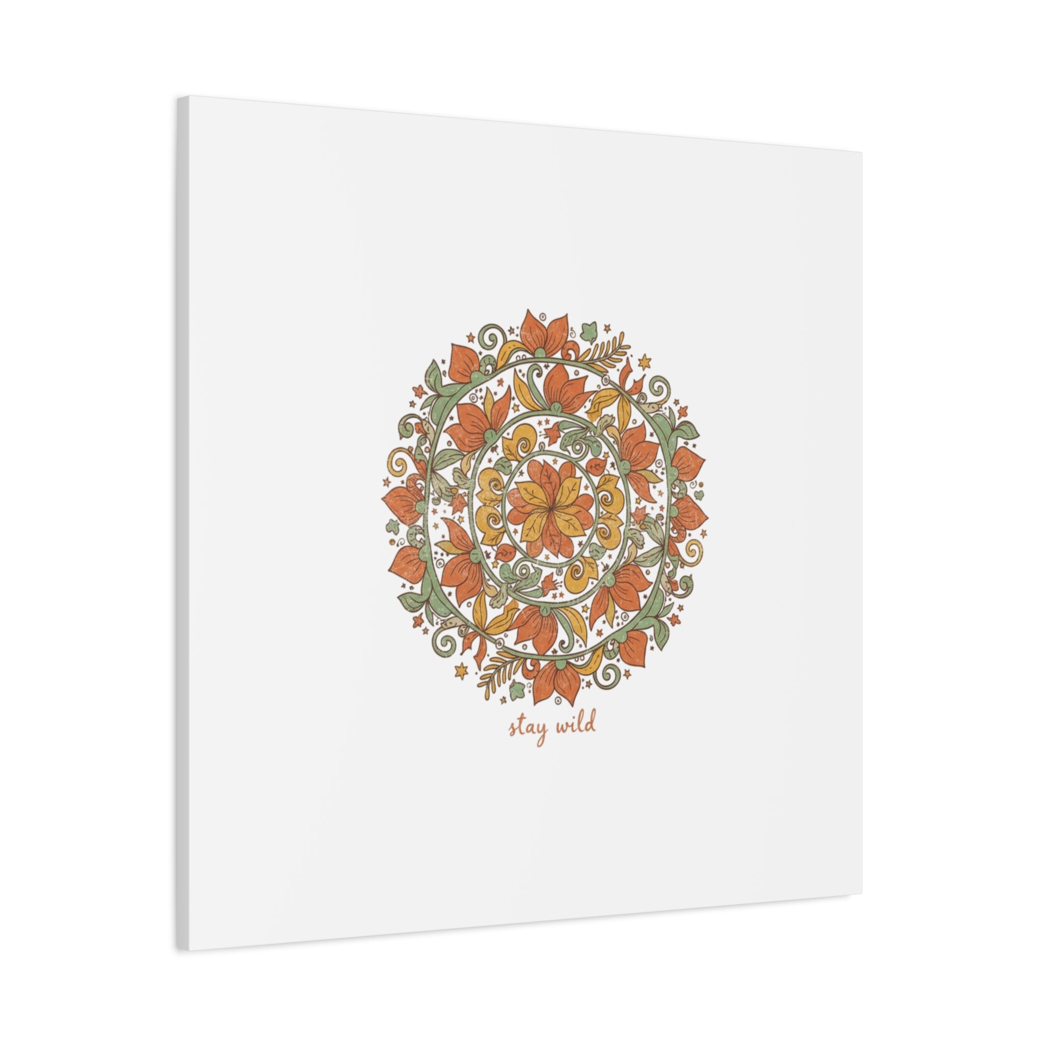 Stay Wild Mandala Canvas, Boho Paisley Wall Art | Artisanal Boho Print