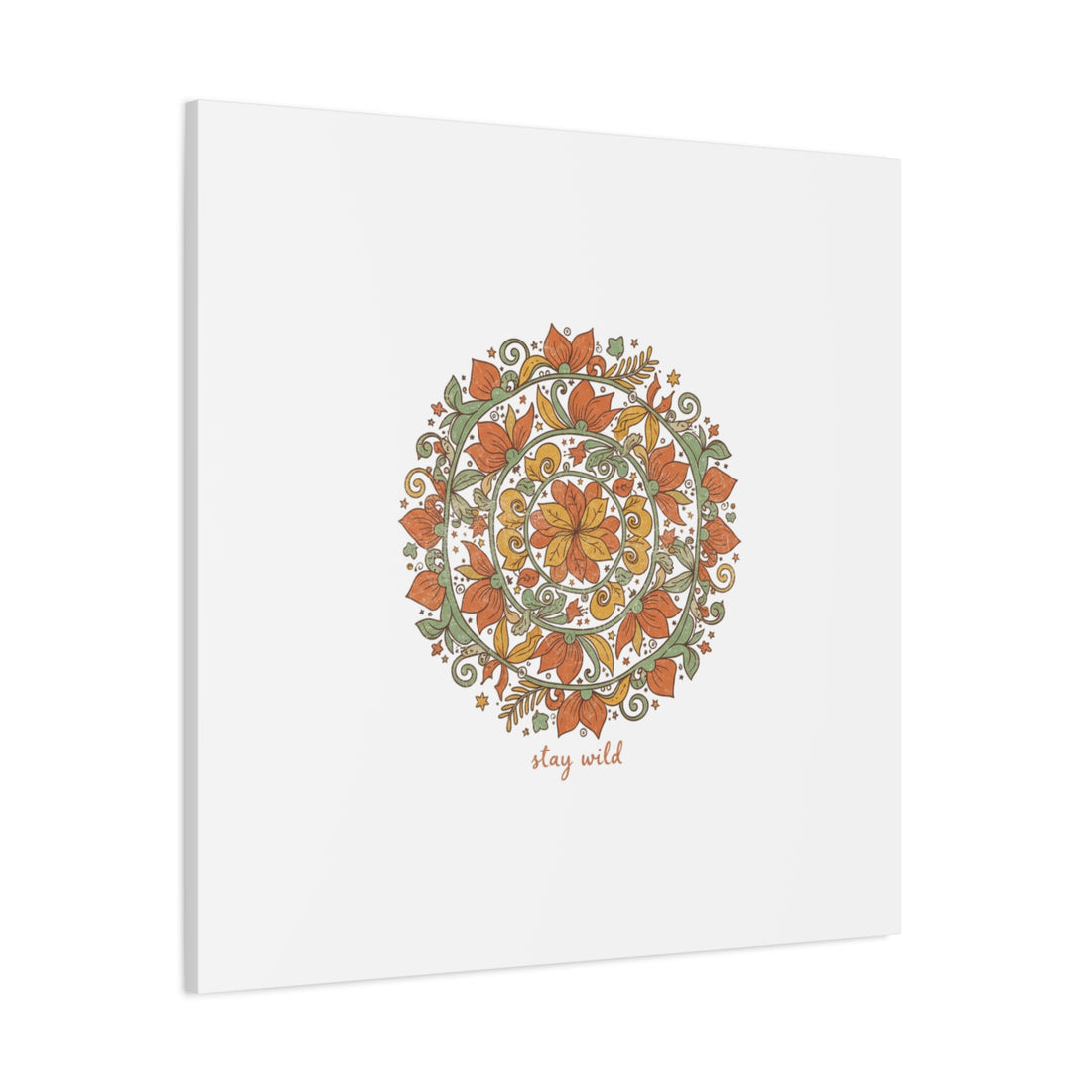 Stay Wild Mandala Canvas, Boho Paisley Wall Art | Artisanal Boho Print