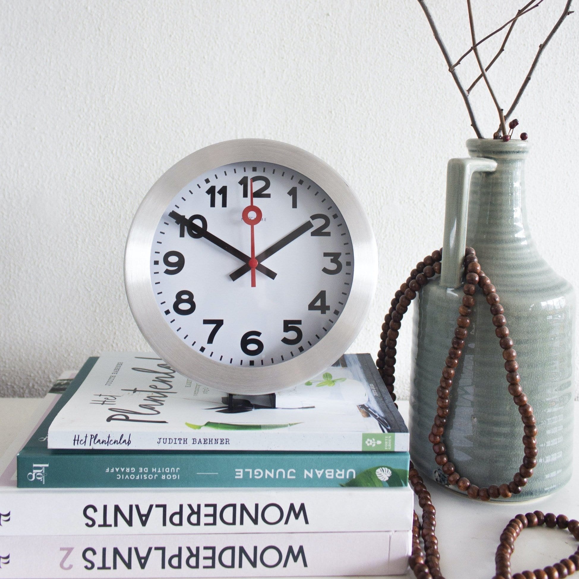 Wall clock/ Table clock - Aluminum - 'Station Numbers' - Goat Corp