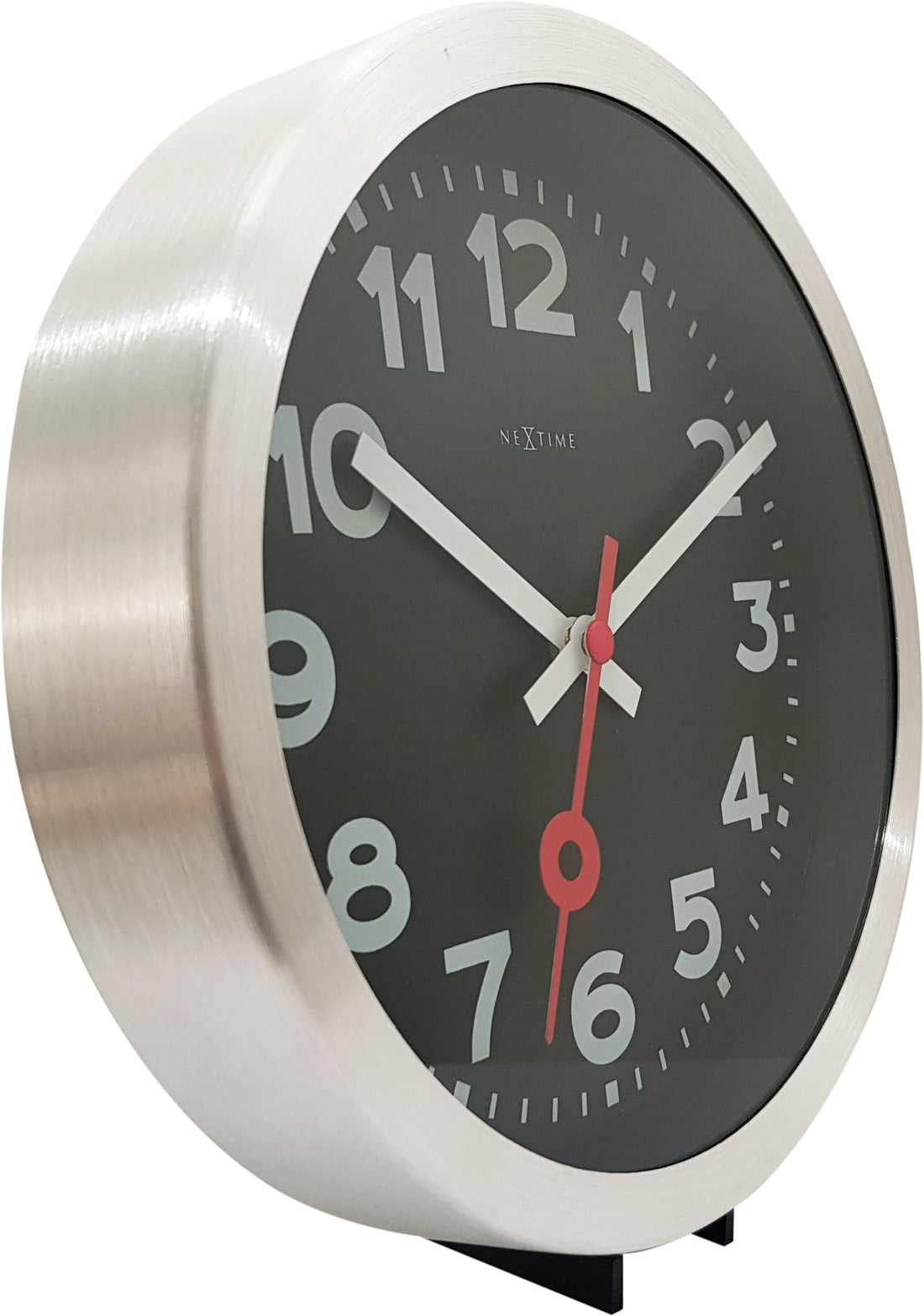 Wall clock/Table clock -  Black - Aluminum - 'Station Numbers' - Goat Corp