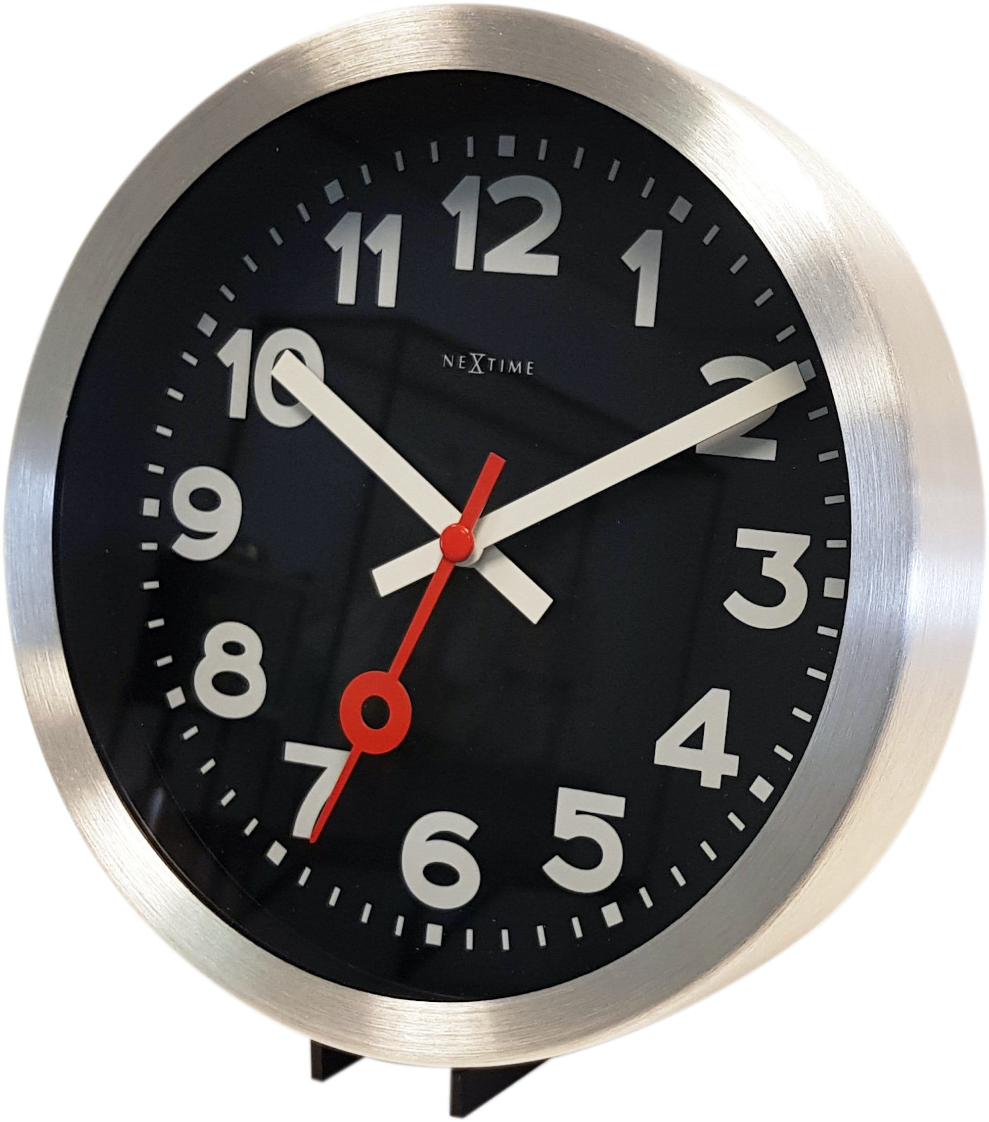 Wall clock/Table clock -  Black - Aluminum - 'Station Numbers' - Goat Corp