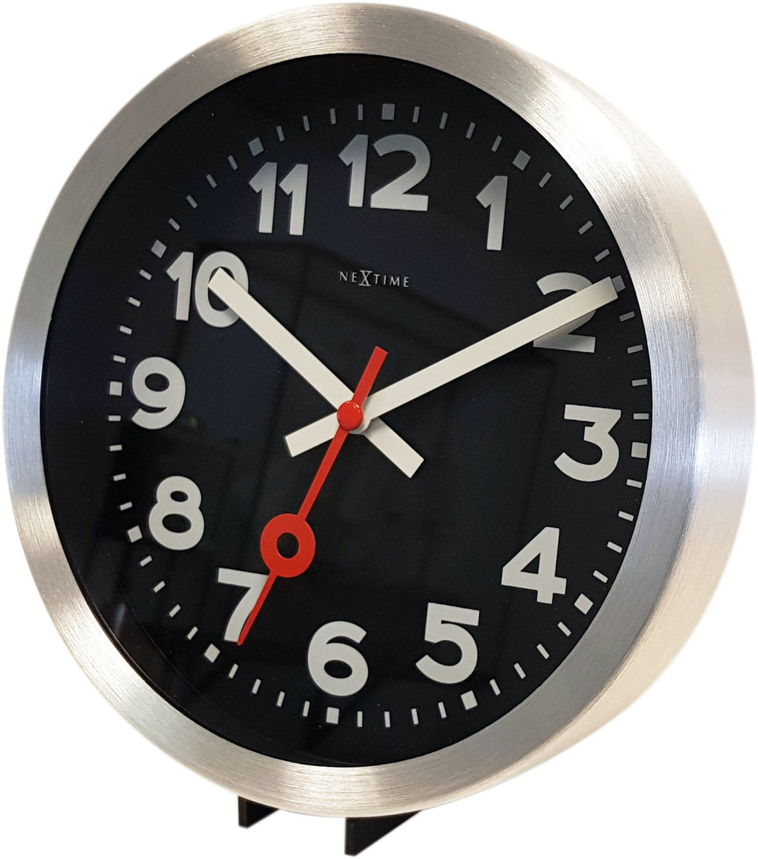 Wall clock/Table clock -  Black - Aluminum - 'Station Numbers' - Goat Corp