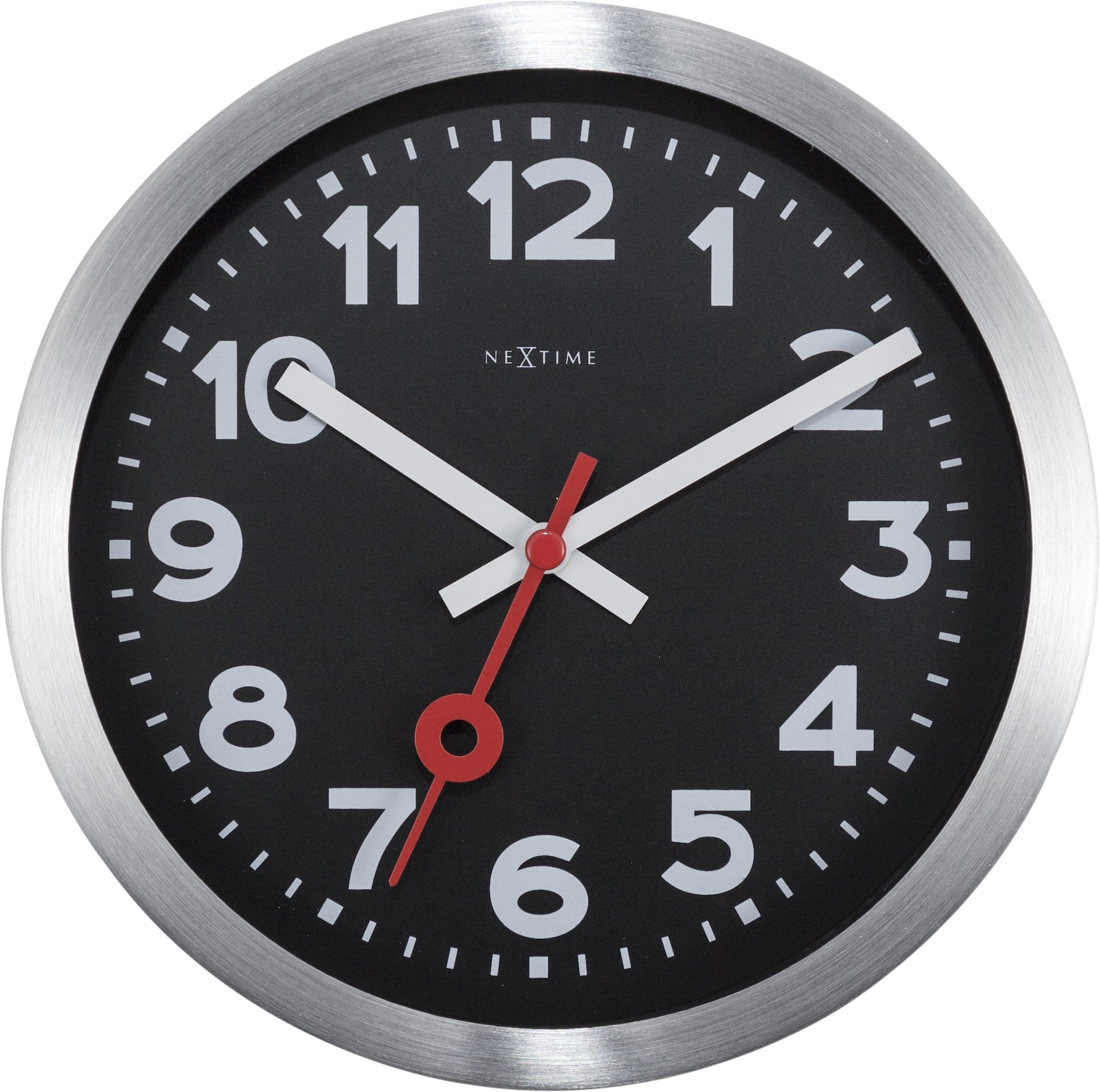 Wall clock/Table clock -  Black - Aluminum - 'Station Numbers' - Goat Corp