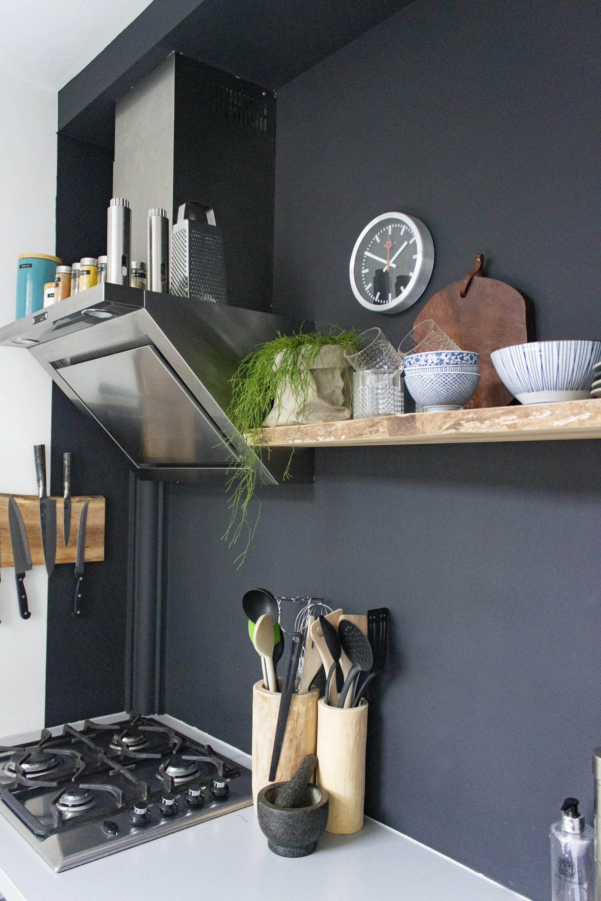 Wall clock/Table clock - Black - Aluminum - 'Station Stripe' - Goat Corp