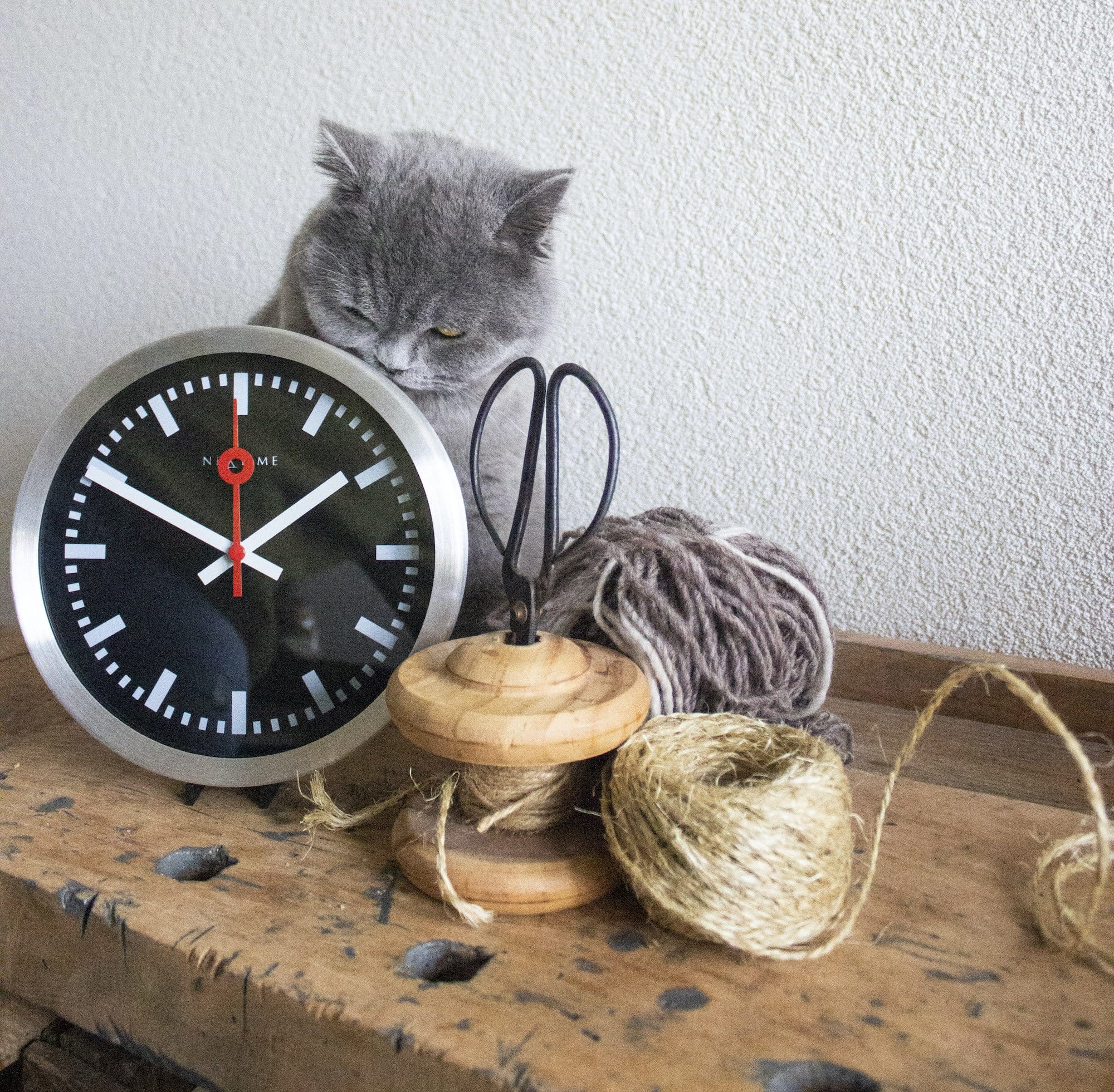 Wall clock/Table clock - Black - Aluminum - 'Station Stripe' - Goat Corp