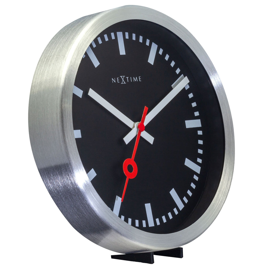 Wall clock/Table clock - Black - Aluminum - 'Station Stripe' - Goat Corp