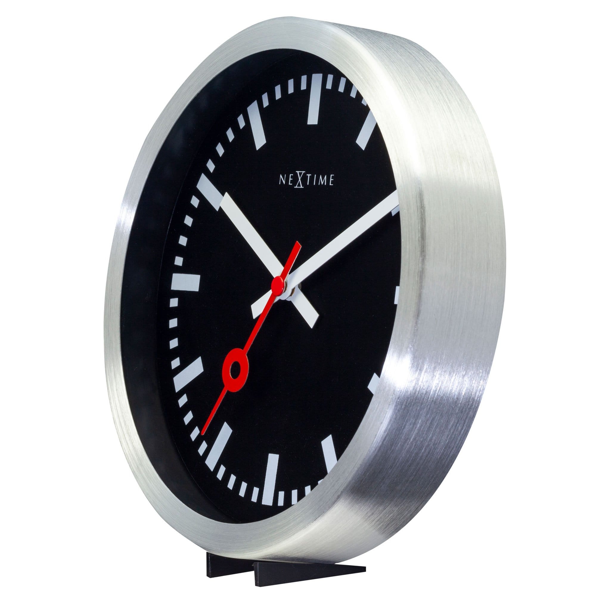 Wall clock/Table clock - Black - Aluminum - 'Station Stripe' - Goat Corp
