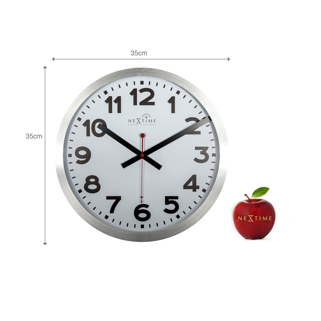 Wall clock -  35 cm  - Aluminum - 'Station Radio Controlled (DCF) Numbers' - Goat Corp