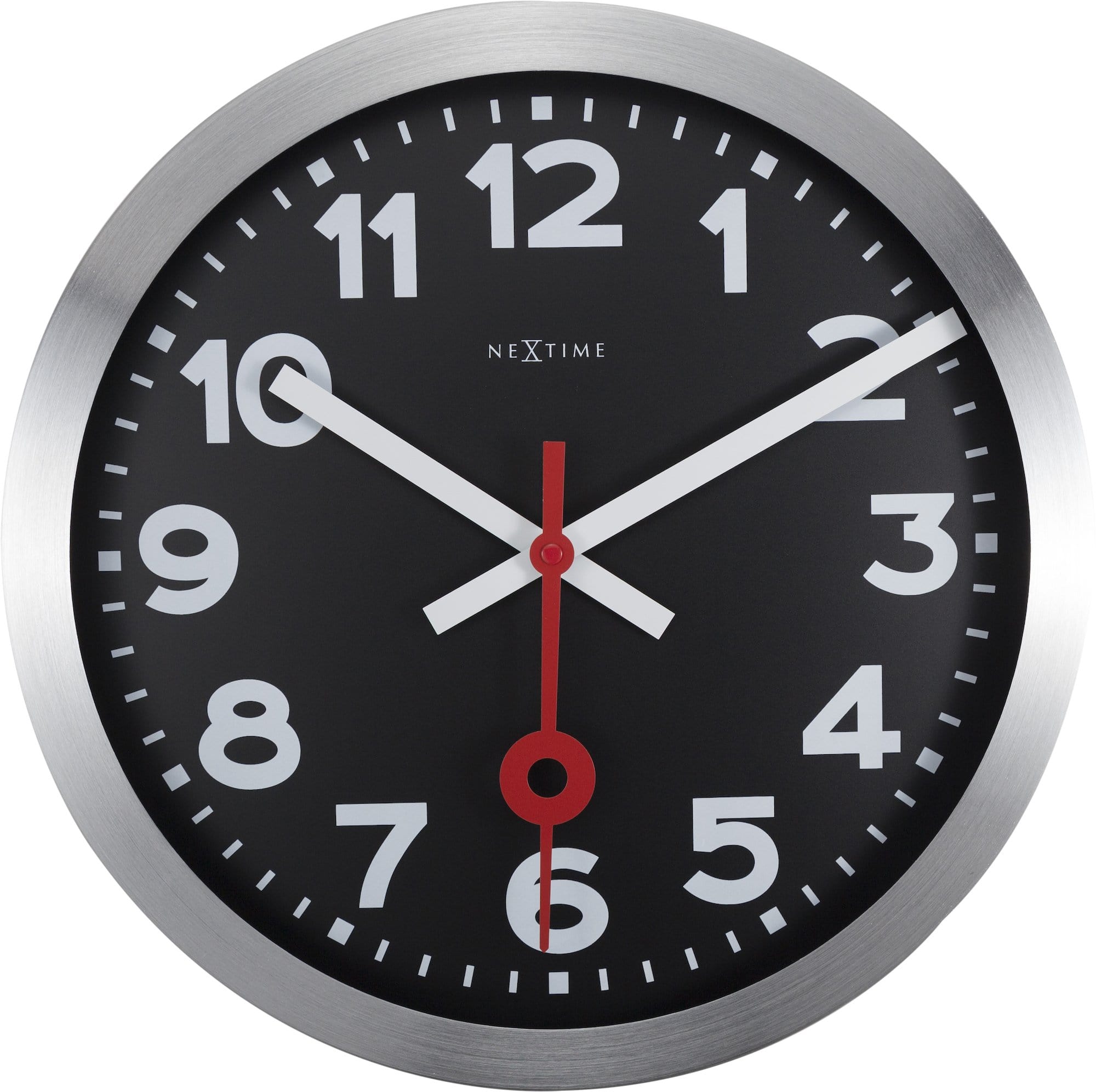Wall clock/Table clock -  Black - Aluminum - 'Station Numbers' - Goat Corp