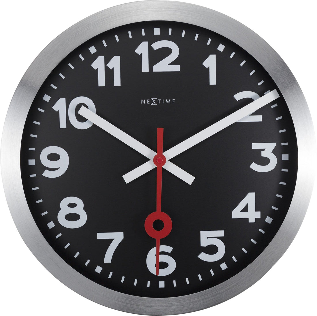 Wall clock/Table clock -  Black - Aluminum - 'Station Numbers' - Goat Corp