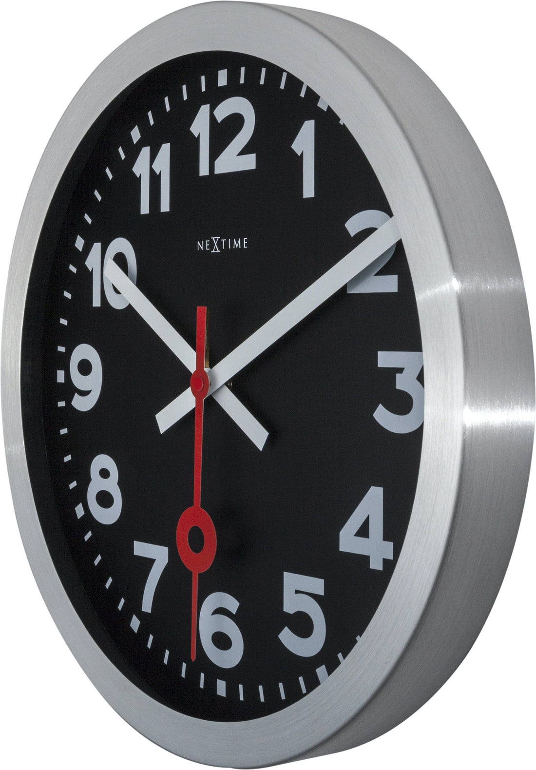 Wall clock/Table clock -  Black - Aluminum - 'Station Numbers' - Goat Corp