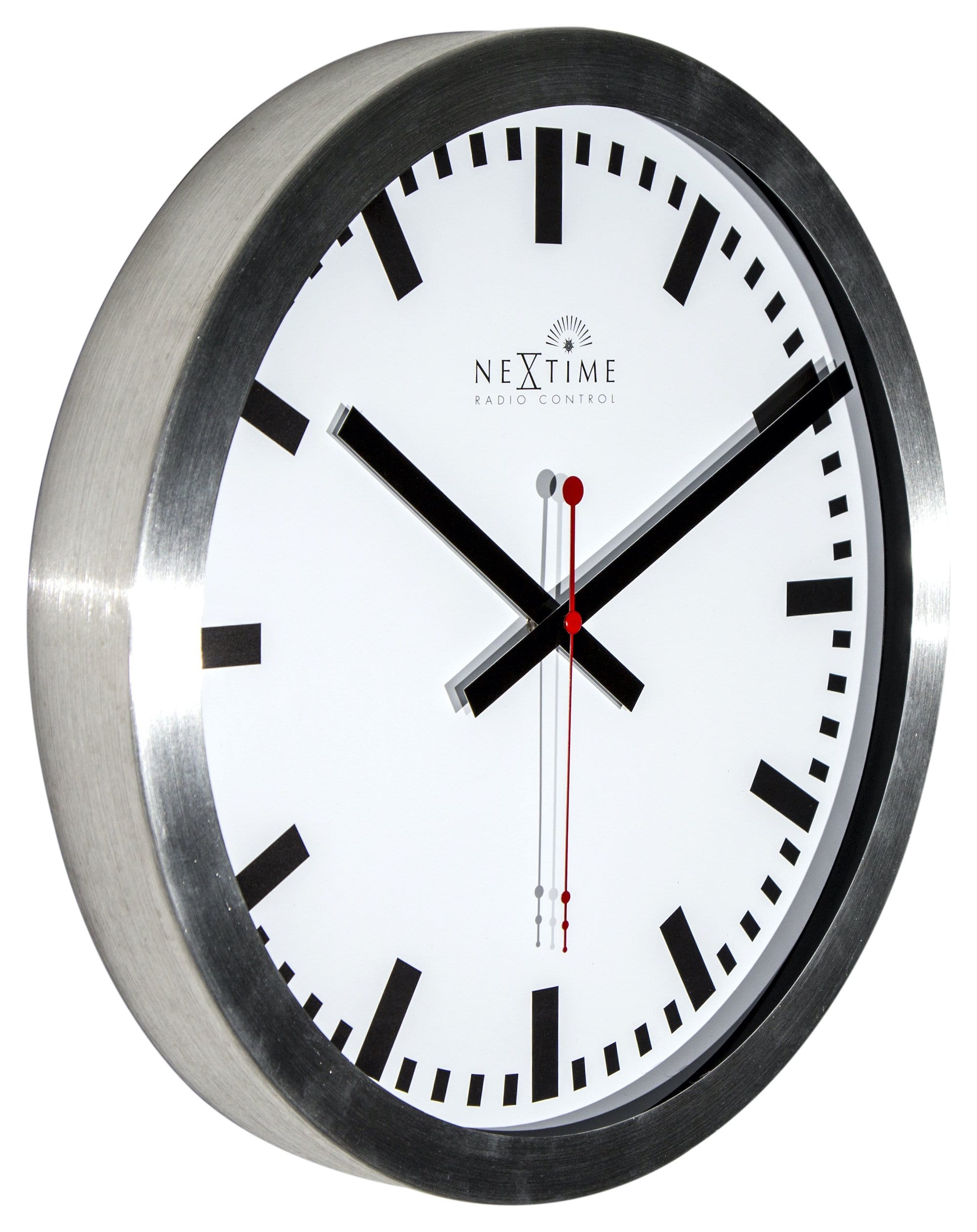 Wall clock -  35 cm - Aluminum - 'Station Radio Controlled (DCF) Stripe' - Goat Corp