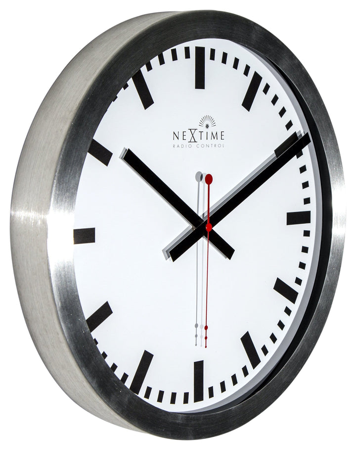 Wall clock -  35 cm - Aluminum - 'Station Radio Controlled (DCF) Stripe' - Goat Corp
