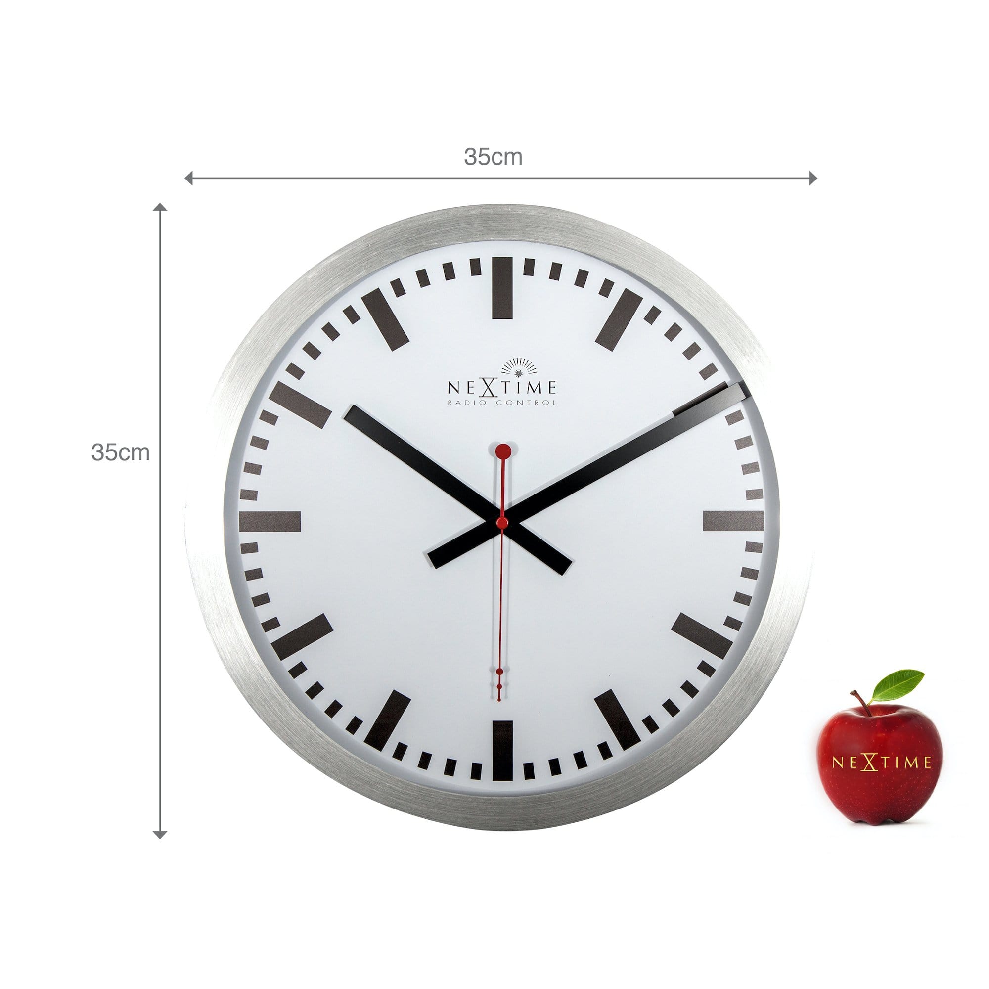 Wall clock -  35 cm - Aluminum - 'Station Radio Controlled (DCF) Stripe' - Goat Corp